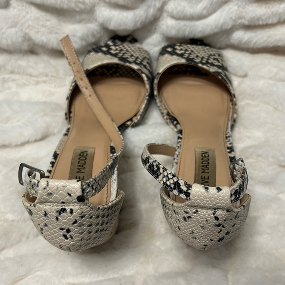 Steve Madden Black and White Snakeskin Ankle Strap Block Heel - Picture 8 of 15